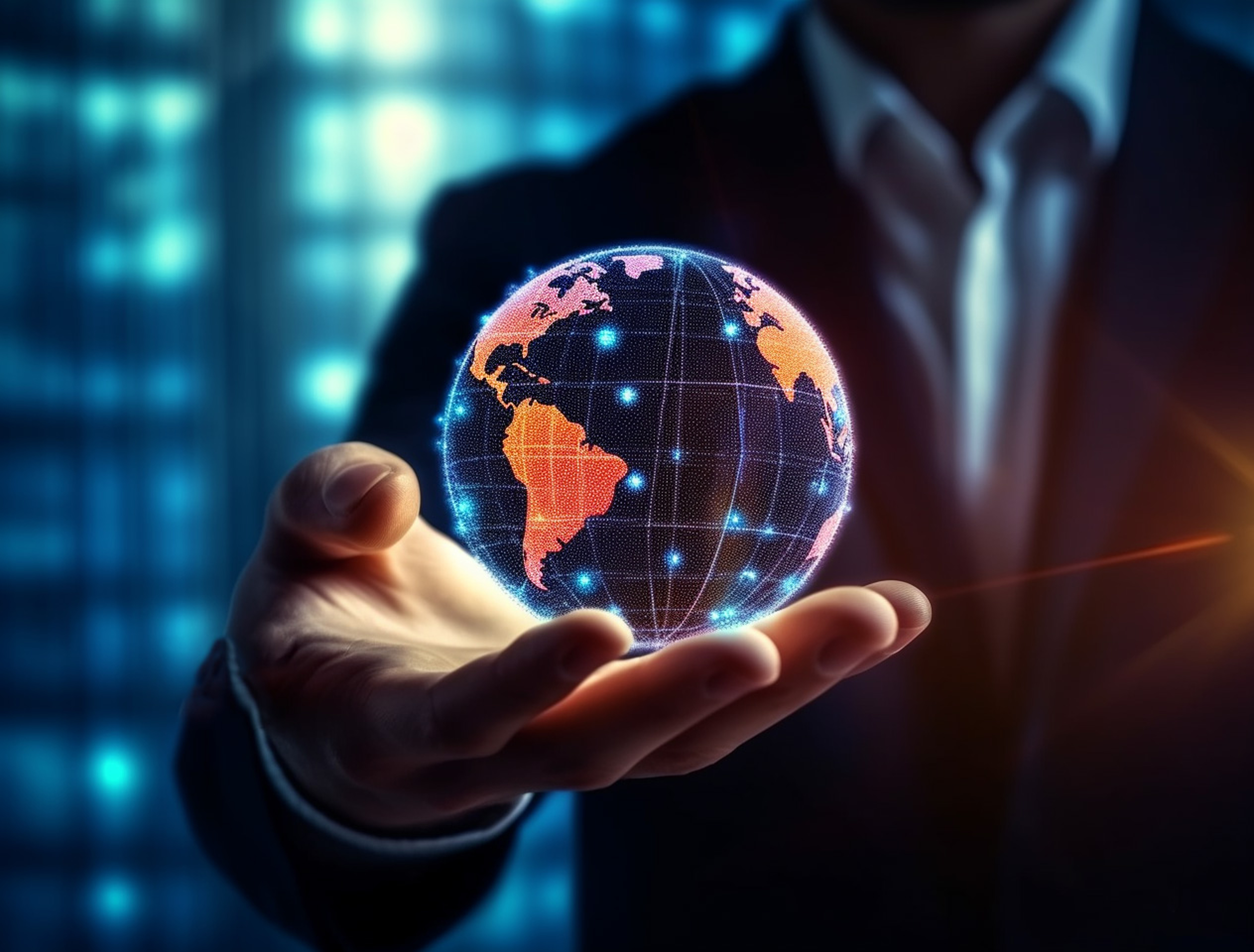 Business person in a futuristic business environment